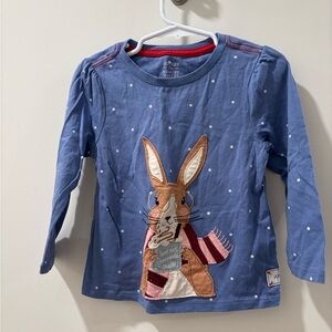 Joules Ava Blue Long Sleeve Shirt with Bunny Design